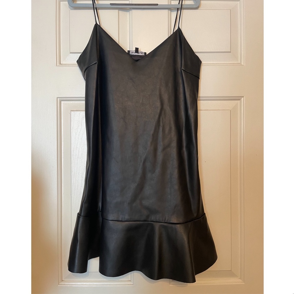 Olivaceous Faux Leather Dress